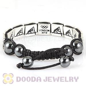 Handmade London 2012 Olympics Canoe Sprint Square Alloy Bracelets With Hematite