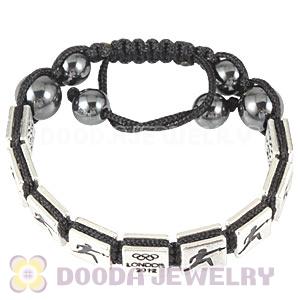 Handmade London 2012 Olympics Fencing Square Alloy Bracelets With Hematite