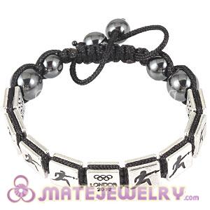 Handmade London 2012 Olympics Fencing Square Alloy Bracelets With Hematite