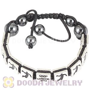 Handmade London 2012 Olympics Handball Square Alloy Bracelets With Hematite