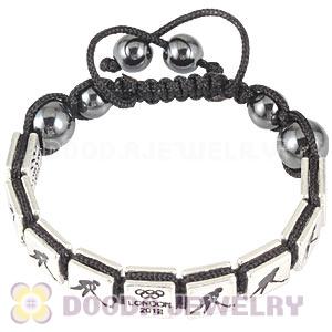Handmade London 2012 Olympics Hockey Square Alloy Bracelets With Hematite