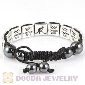Handmade London 2012 Olympics Hockey Square Alloy Bracelets With Hematite