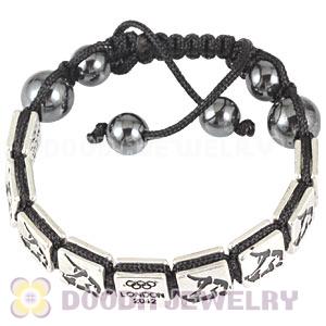 Handmade London 2012 Olympics Judo Square Alloy Bracelets With Hematite