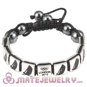 Handmade London 2012 Olympics Sailing Square Alloy Bracelets With Hematite