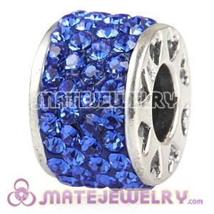 Wholesale 925 Sterling Silver Romance Charm Beads With Blue Austrian Crystal 