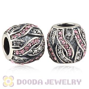 Sterling Silver Entwined Beads with Light Rose and Clear Austrian Crystal
