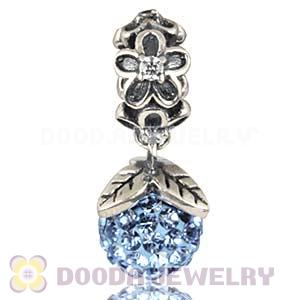 Silver European Forever Bloom Dangle Charms 8mm Blue Czech Crystal Beads