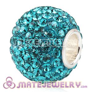 10X13 Charm European Beads With 130pcs Blue Zircon Austrian Crystal 925 Silver Core
