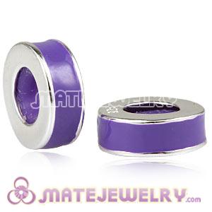 925 Sterling Silver European Enamel Purple Stopper Bead For Bracelet