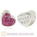 925 Sterling Silver I love You Heart Beads With Austrian Crystal Wholesale