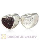 925 Sterling Silver I love You Heart Beads With Austrian Crystal Wholesale