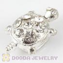 Handmade Silver Plated Turtle Charms Beads With Crystal Wholesale