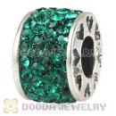 925 Sterling Silver Romance Charm Beads With Aqua Austrian Crystal Wholesale