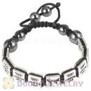 Handmade London 2012 Olympics Taekwondo Square Alloy Bracelets With Hematite