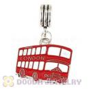Platinum Plated Alloy Beads Dangle Enamel London Double Decker Bus Charms