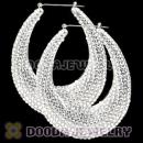Cheap 76X90mm Silver Basketball Wives Bamboo Crystal Water Drop Earrings 