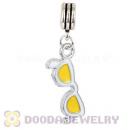 Platinum Plated Alloy European Enamel Yellow Sunglass Charms Wholesale