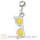 Platinum Plated Alloy Enamel European Jewelry Yellow Sunglass Charms Wholesale
