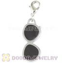 Platinum Plated Alloy Enamel European Jewelry Black Sunglass Charms Wholesale
