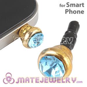 Anti Dust Earphone Jack Plug Accessory With Cyan Crystal For Smart Phone 