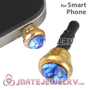 Anti Dust Earphone Jack Plug Accessory With Ocean Blue Crystal For Smart Phone 