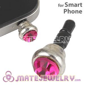 Anti Dust Earphone Jack Plug Accessory With Fushia Crystal For Smart Phone 