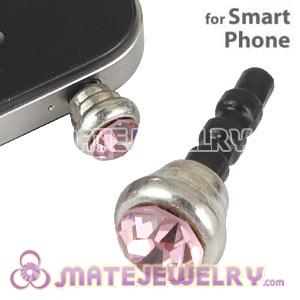 Anti Dust Earphone Jack Plug Accessory With Pink Crystal For Smart Phone 