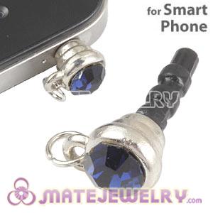 Wholesale Earphone Jack Plug Accessory With Ink Blue Crystal For Smart Phone 
