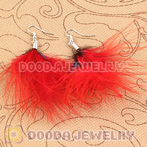 Wholesale Pink Tibetan Jaderic Bohemia Styles Shagginess Feather Earrings