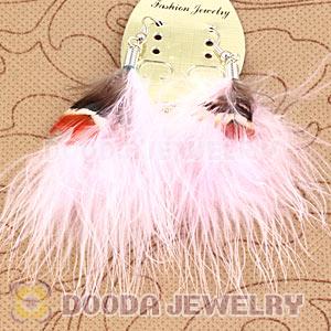 Wholesale Red Tibetan Jaderic Bohemia Styles Shagginess Feather Earrings