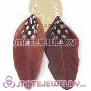 Fashion Boho Grizzly Feather Earrings WithDecorated Dot