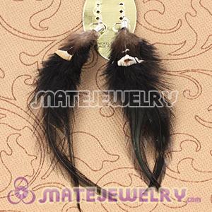 Cheap Long Grizzly Feather Earrings With Alloy Fishhook 