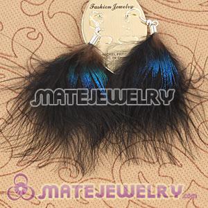 Long Tibetan Jaderic Bohemia Styles Shagginess Black Feather Earrings