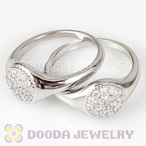 Unisex Platinum Plated Stackable Finger Ring With Austrian Crystal