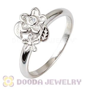 Platinum Plated Stackable He Loves Me Ring With Austrian Crystal