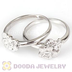 Platinum Plated Stackable He Loves Me Ring With Austrian Crystal