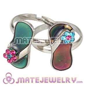 Wholesale Mix Size Unisex Silver Plated Change Color Slipper Ring 