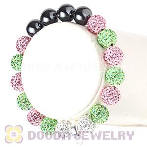Fahion AKA Style Pink And Green Czech Crystal Charms Bracelets Wholesale