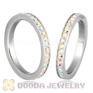 Fashion Unisex Stainless Stackable Finger Ring With Crystal AB Austrian Crystal 