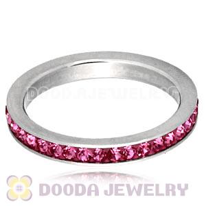 Fashion Unisex Stainless Stackable Finger Ring With Rose Austrian Crystal 