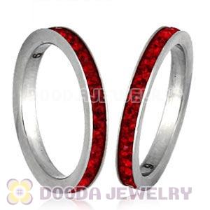 Fashion Unisex Stainless Stackable Finger Ring With Light Siam Austrian Crystal 