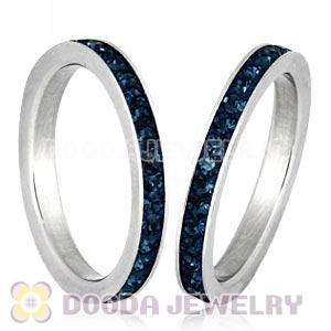 Fashion Unisex Stainless Stackable Finger Ring With Montana Austrian Crystal 
