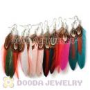 120 Pair Per Bag Mix Color Rooster Feather Earrings With Alloy Fishhook Wholesale