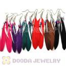 120 Pair Per Bag Mix Color Rooster Feather Earrings With Alloy Fishhook Wholesale