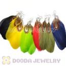 120 Pair Per Bag Mix Color Rooster Feather Earrings With Alloy Fishhook Wholesale