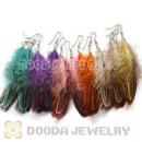120 Pair Per Bag Mix Color Rooster Feather Earrings With Alloy Fishhook Wholesale