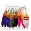120 Pair Per Bag Mix Color Rooster Feather Earrings With Alloy Fishhook Wholesale