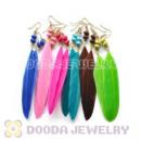 120 Pair Per Bag Mix Color Long Fashion Jewelry Feather Earrings Wholesale