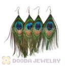 120 Pair Per Bag Multi Coloured Cheap Long Peacock Feather Earrings Wholesale