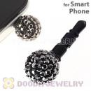 10mm Grey Czech Crystal Ball Earphone Jack Plug For iPhone Wholesale